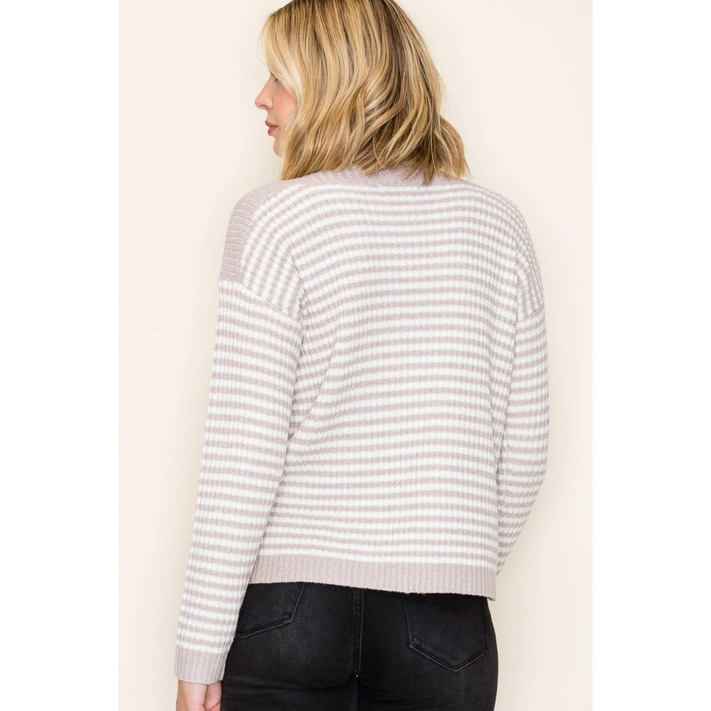 STACCATO - BOAT NECK PULLOVER SWEATER - IVORY/TAUPE