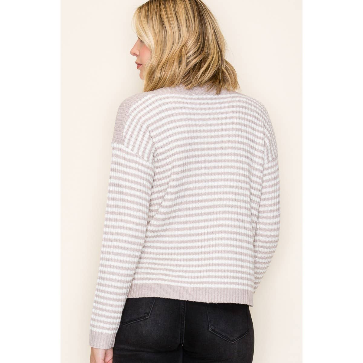STACCATO - BOAT NECK PULLOVER SWEATER - IVORY/TAUPE