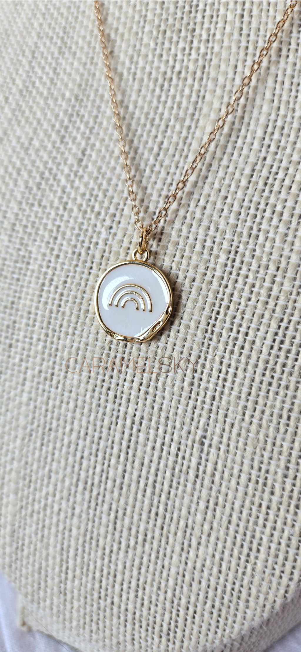 Caramel Sky - 18K Gold Plated Rainbow Pendant Necklace, Christian Jewelry