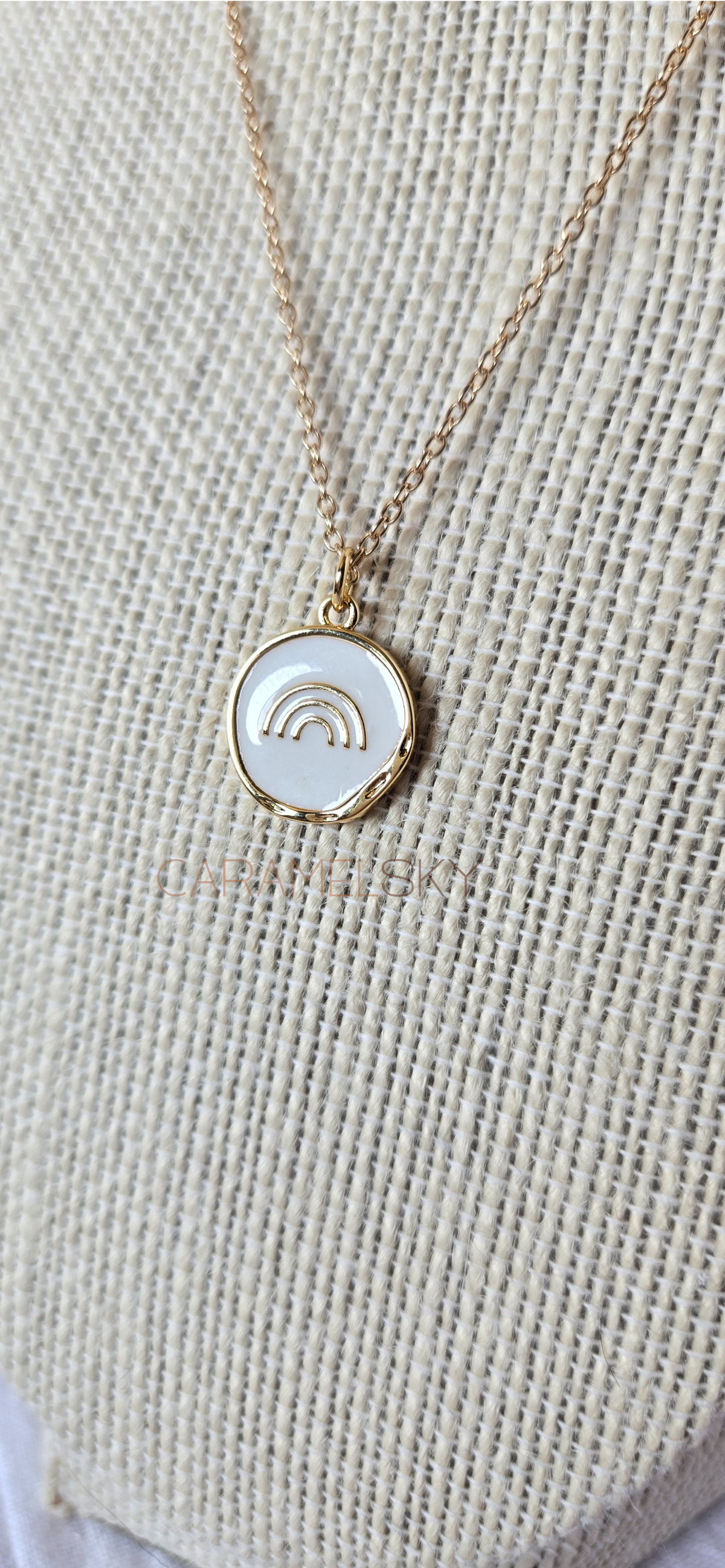 Caramel Sky - 18K Gold Plated Rainbow Pendant Necklace, Christian Jewelry