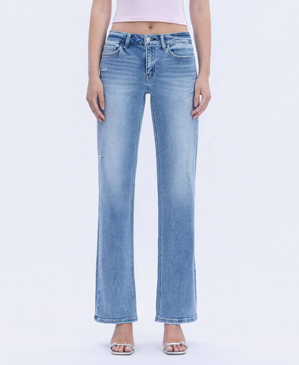 VERVET by FLYING MONKEY - MID RISE FULL LENGTH SLIM WIDE JEANS T7048R