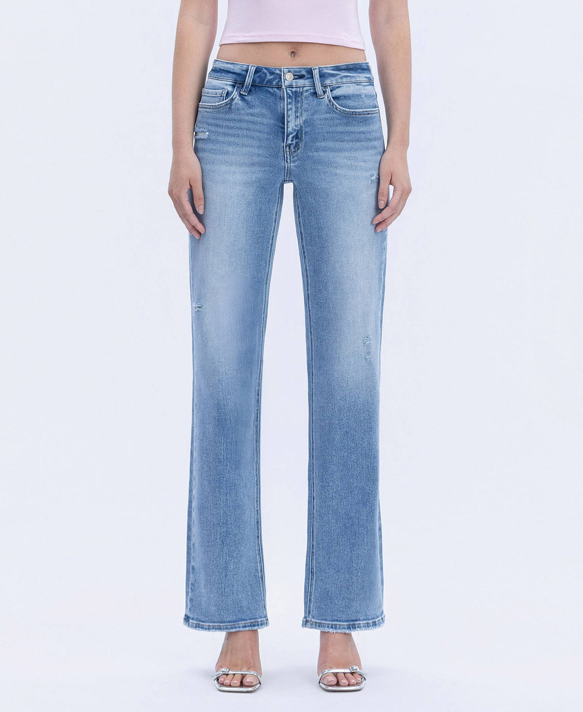 VERVET by FLYING MONKEY - MID RISE FULL LENGTH SLIM WIDE JEANS T7048R