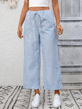 Suhkasana - Striped High Waist Wide Leg Pants Casual Summer
