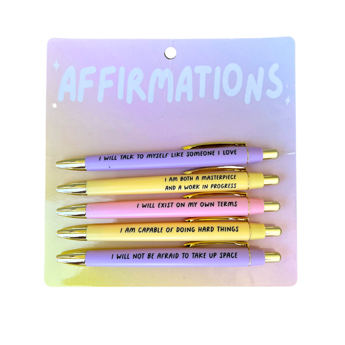 FUN CLUB - Affirmations Pen Set (funny gifts, self-care gifts, affirm)