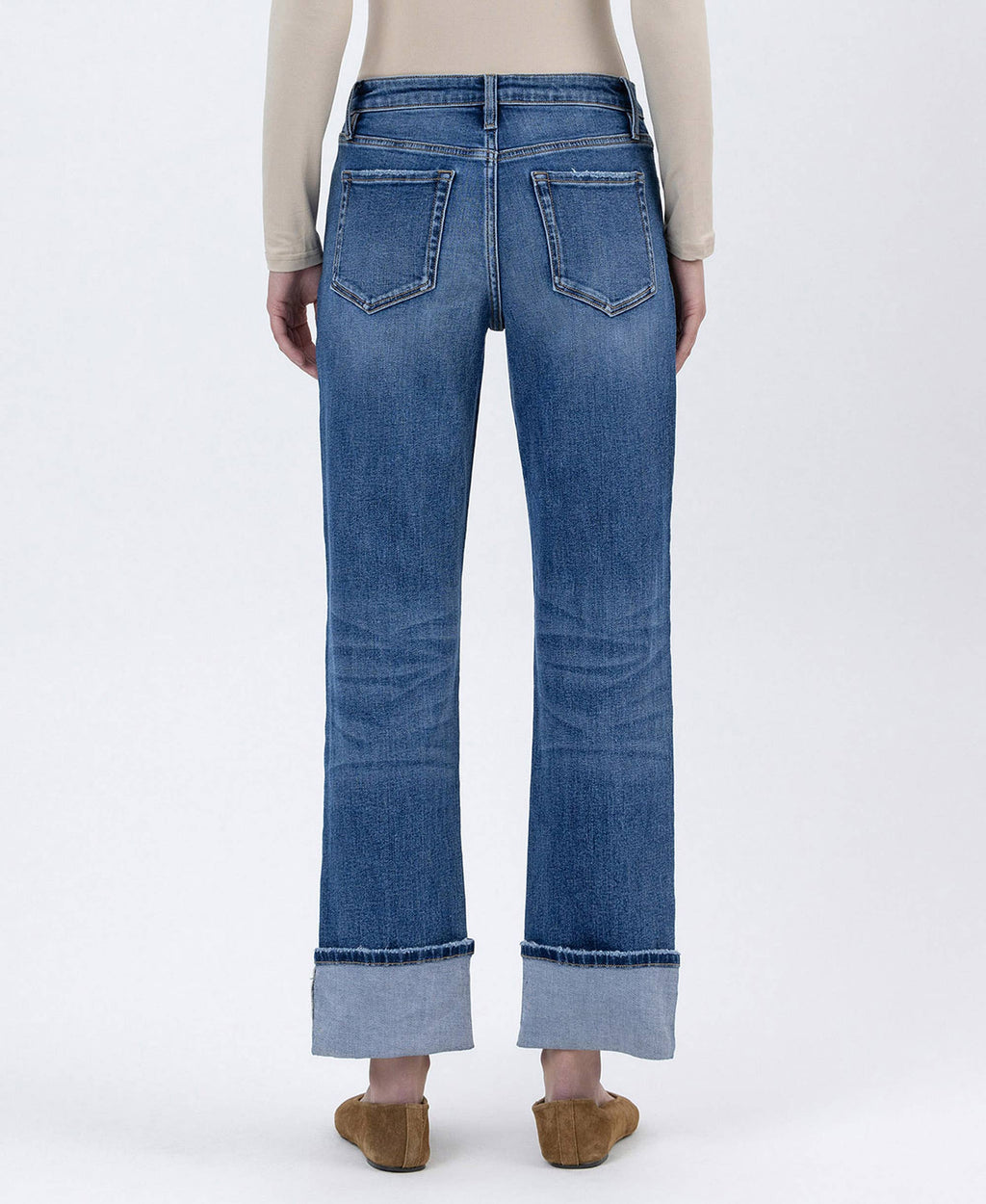 Lovervet by VERVET - HIGH RISE CUFFED ANKLE STRAIGHT JEANS LV1608