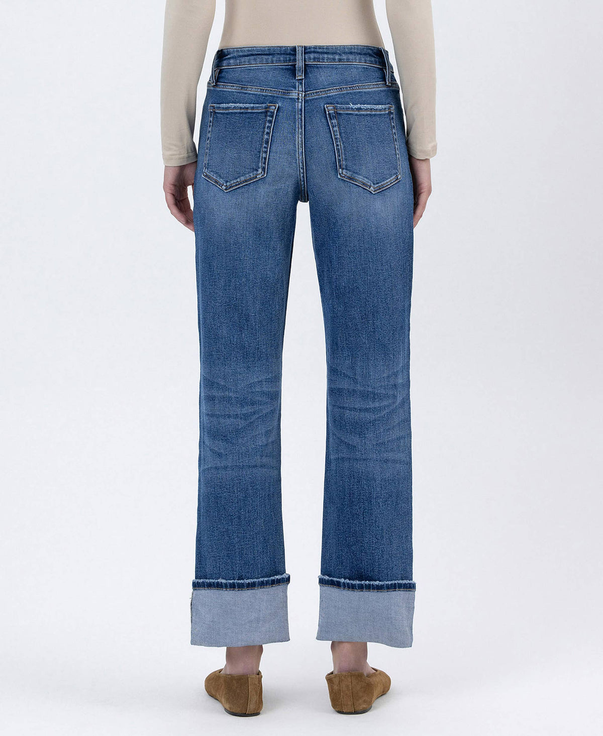 Lovervet by VERVET - HIGH RISE CUFFED ANKLE STRAIGHT JEANS LV1608