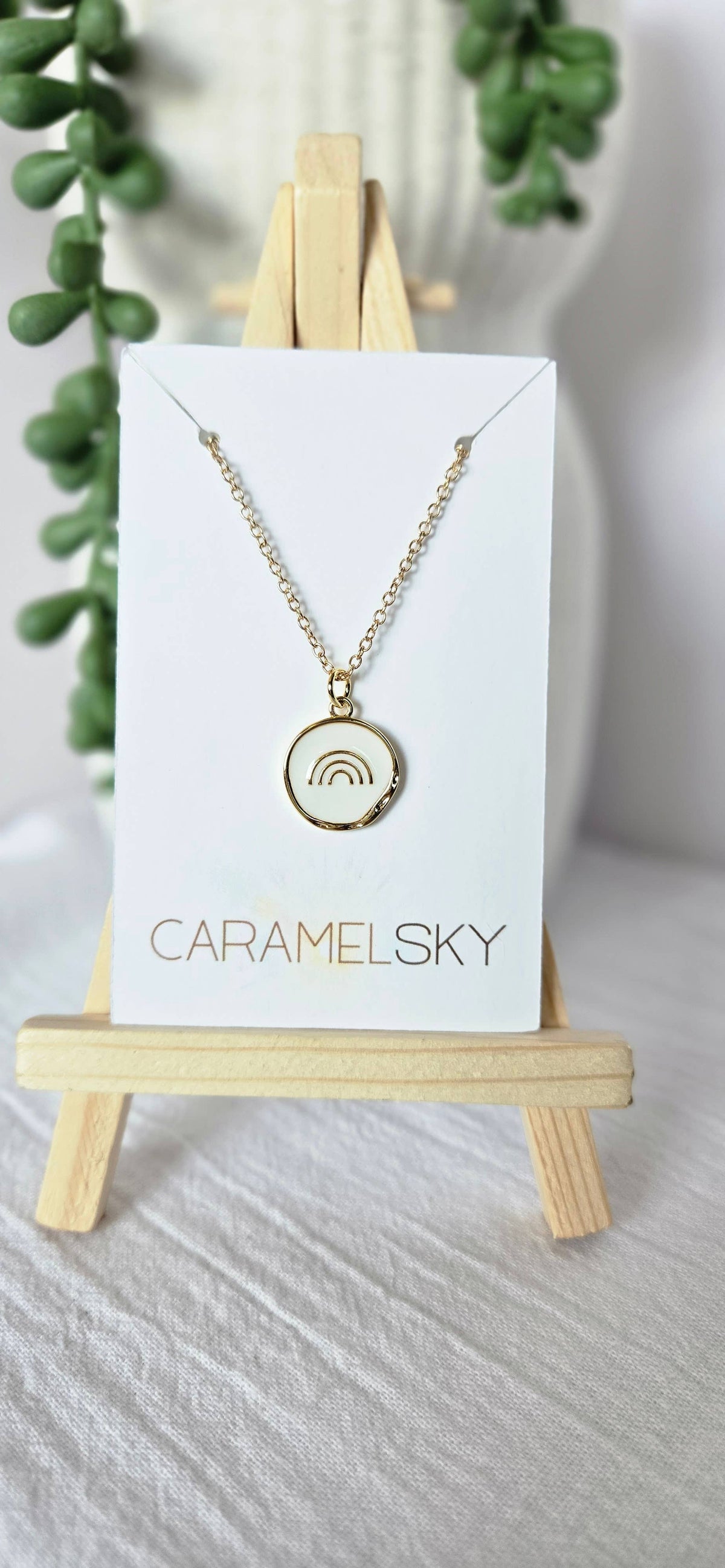 Caramel Sky - 18K Gold Plated Rainbow Pendant Necklace, Christian Jewelry