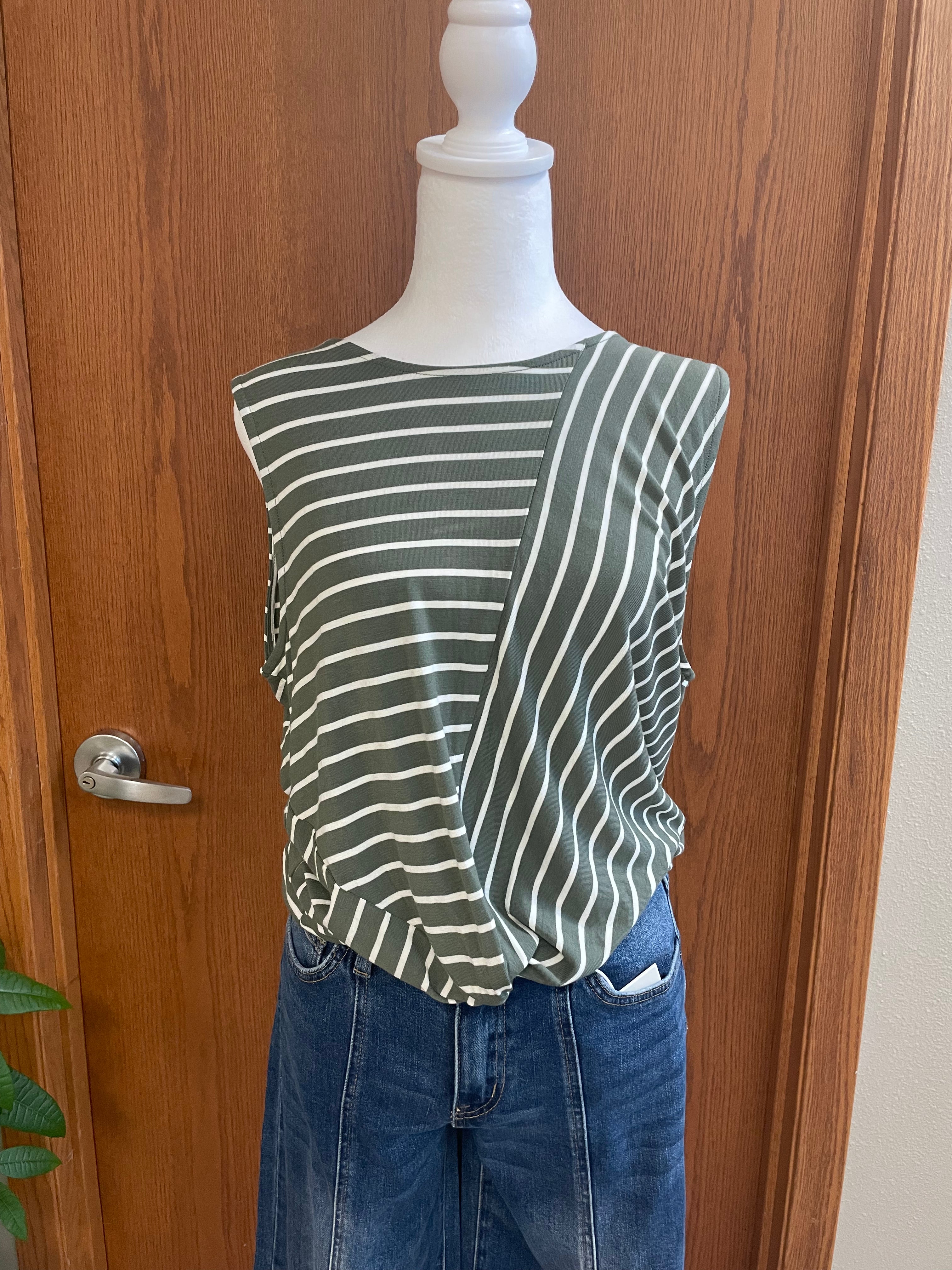 Zenana - Stripe Tank w/ Knot