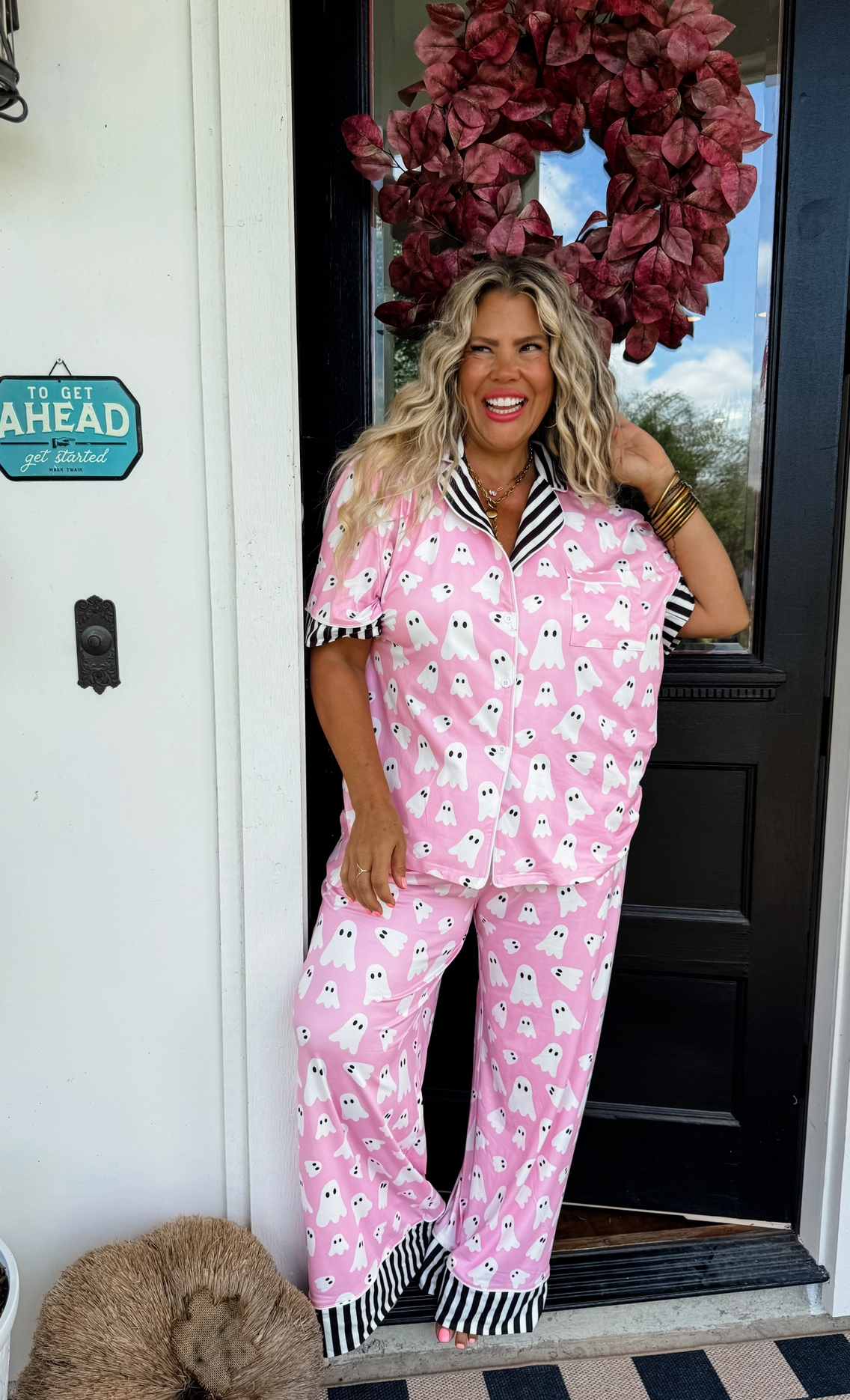 Wicked Cozy Luxe Pj Sets - Pink Ghost