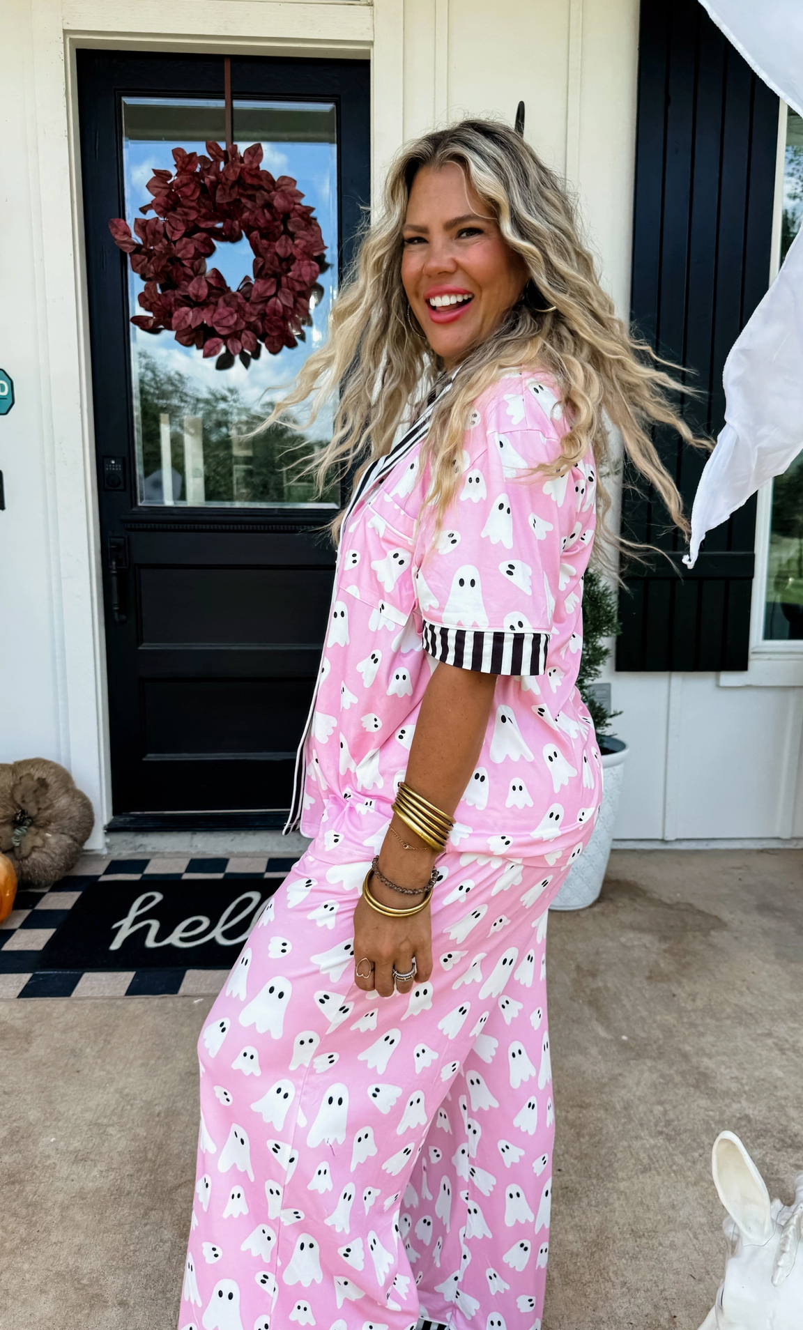 Wicked Cozy Luxe Pj Sets - Pink Ghost