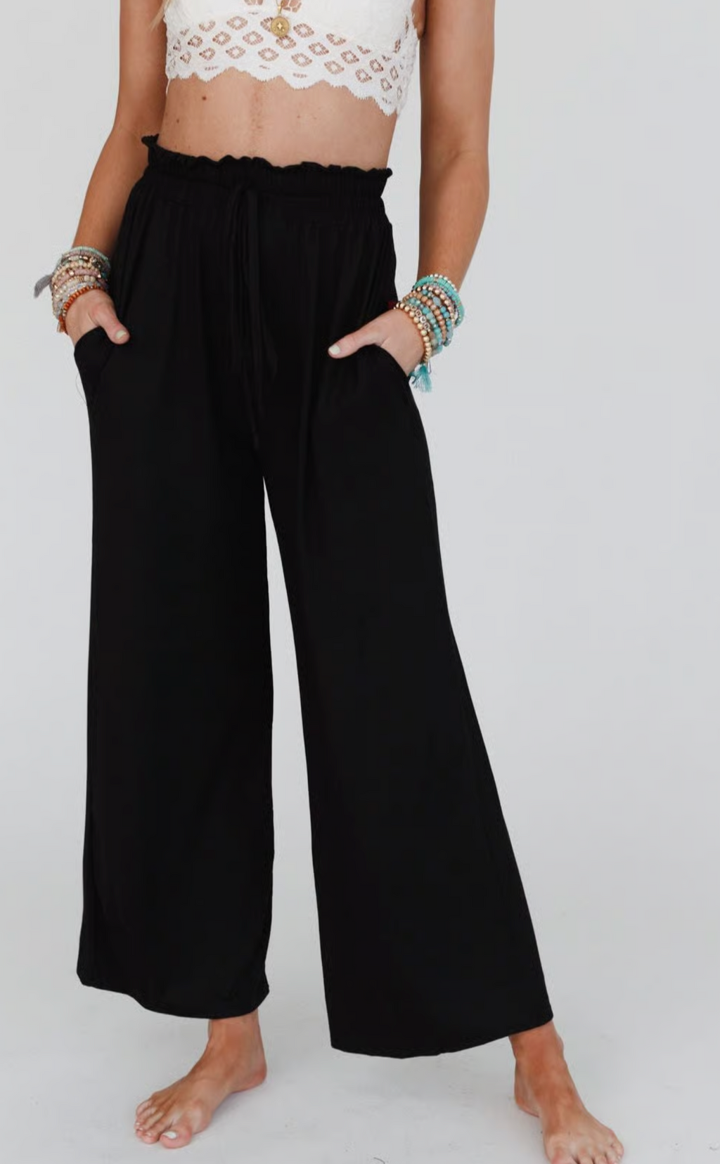 Three Bird Nest - Forever Comfy Drawstring Wide Leg Pants
