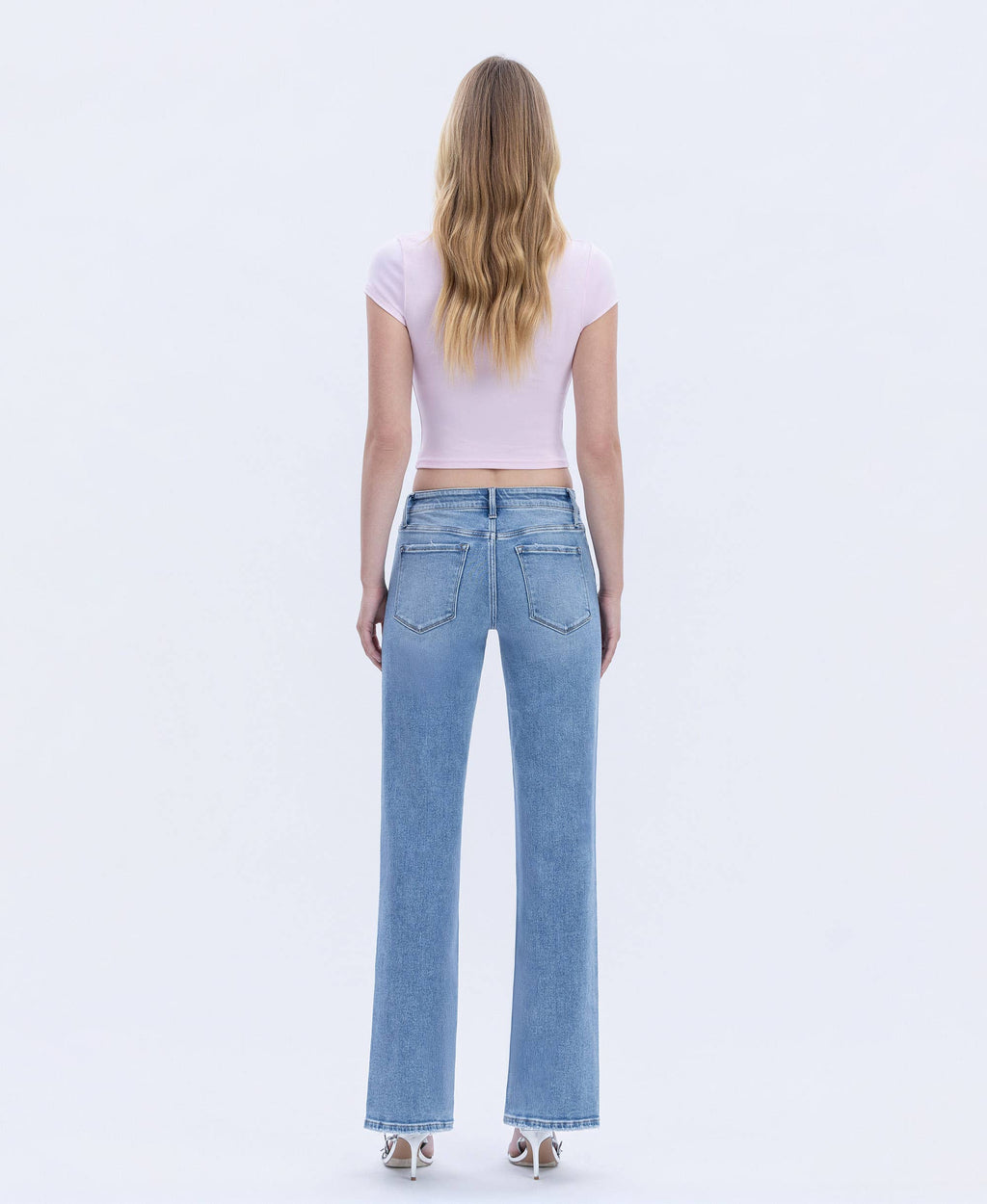 VERVET by FLYING MONKEY - MID RISE FULL LENGTH SLIM WIDE JEANS T7048R