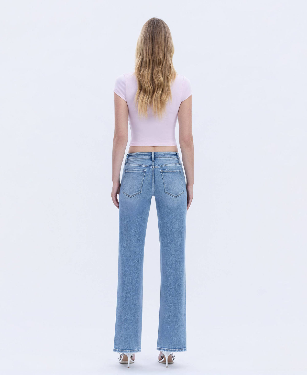 VERVET by FLYING MONKEY - MID RISE FULL LENGTH SLIM WIDE JEANS T7048R