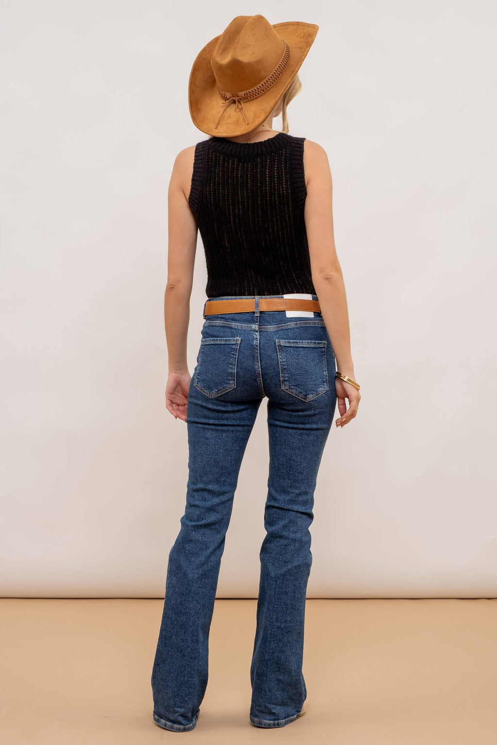Blu Pepper - ROUND NECK CROCHET SWEATER KNIT TANK TOP