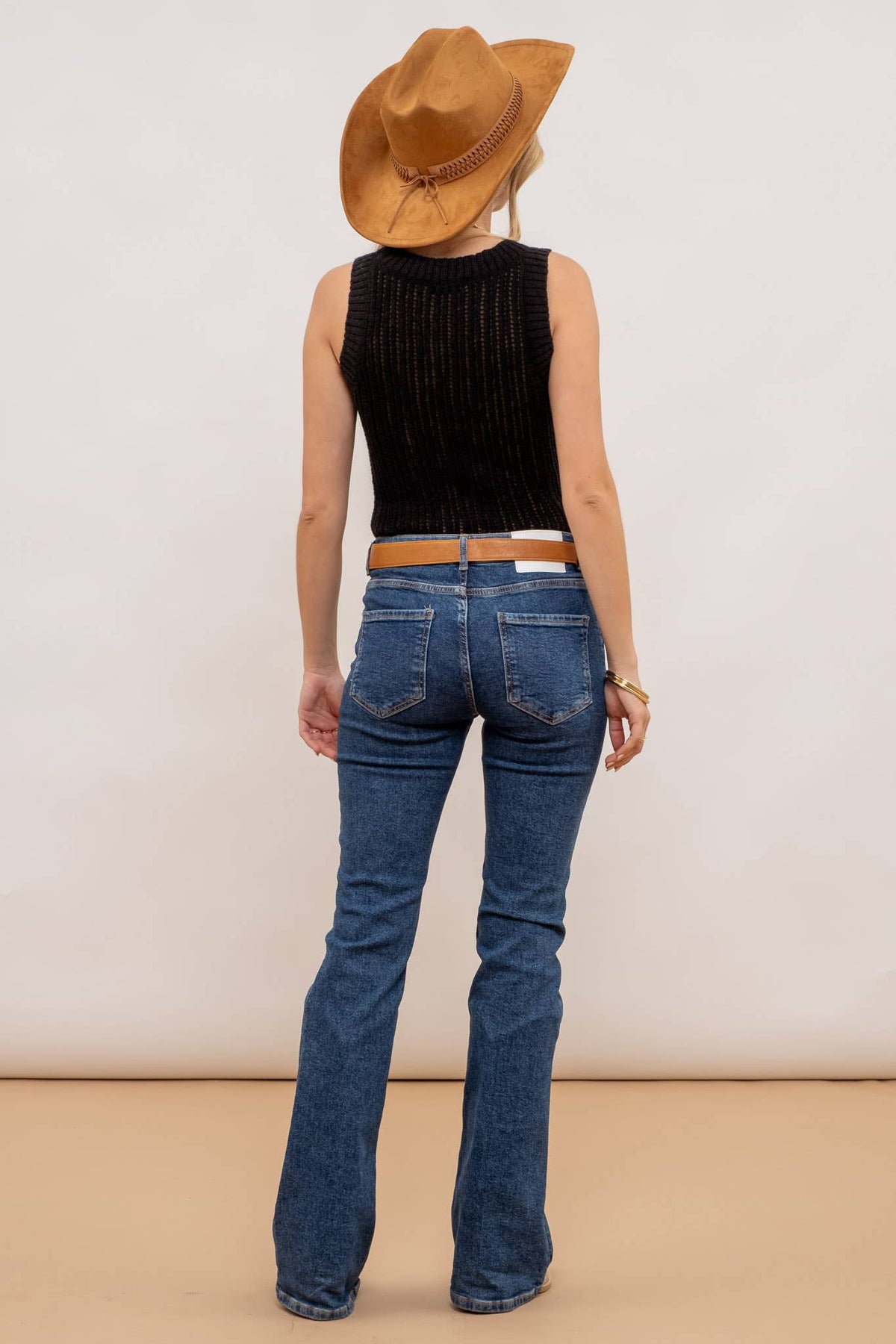 Blu Pepper - ROUND NECK CROCHET SWEATER KNIT TANK TOP