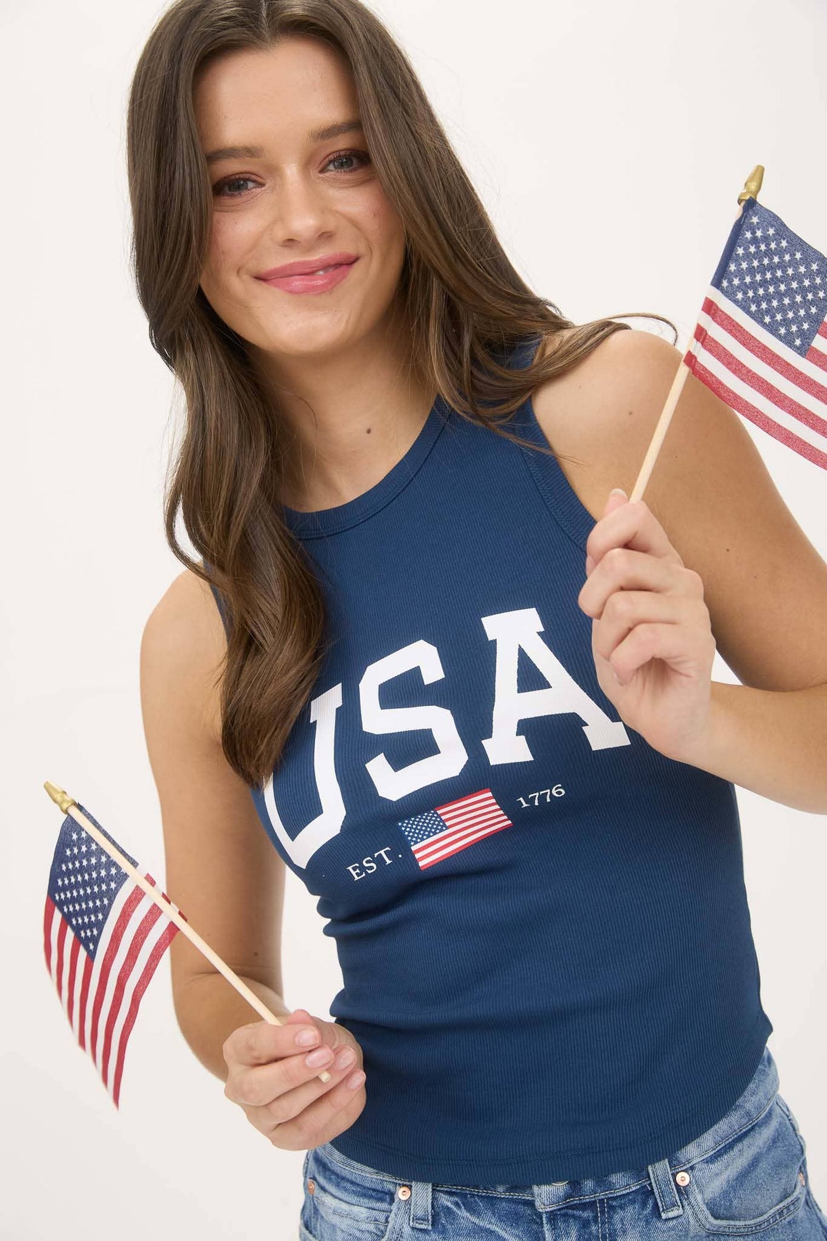 Blu Pepper - USA AMERICA GRAPHIC KNIT TANK TOP
