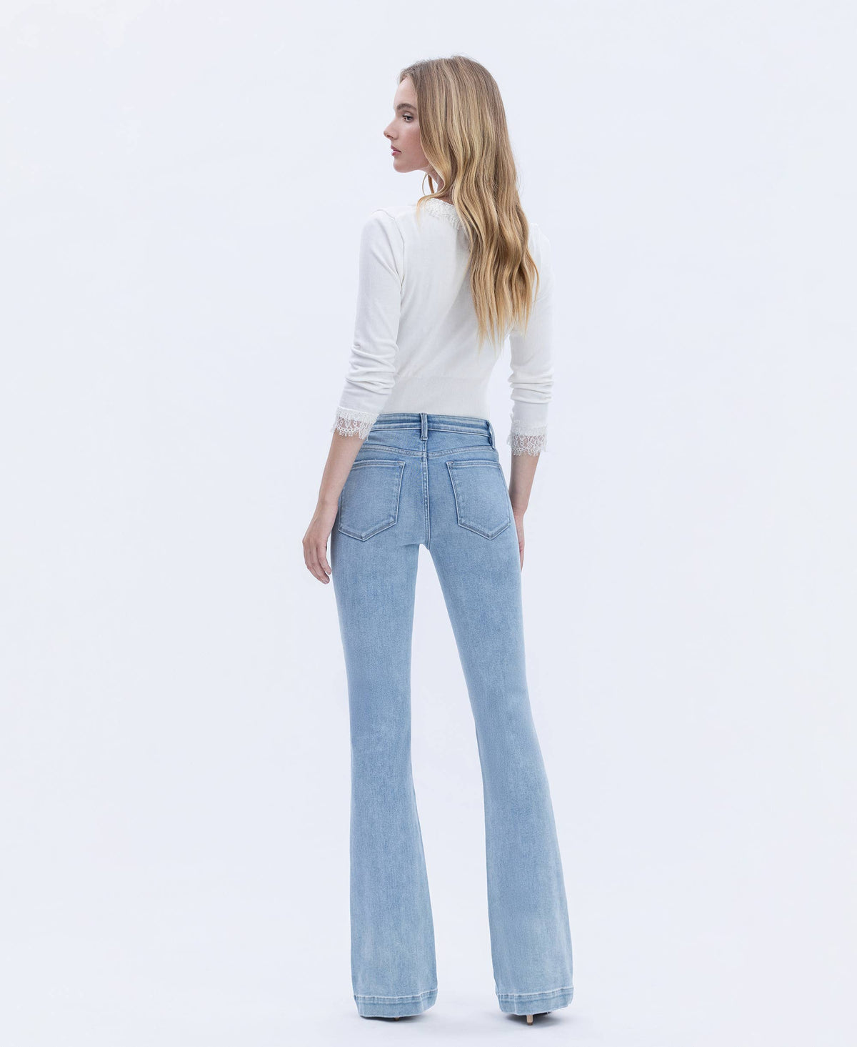 VERVET by FLYING MONKEY - MID RISE TROUSER HEM BOOTCUT JEANS T6243
