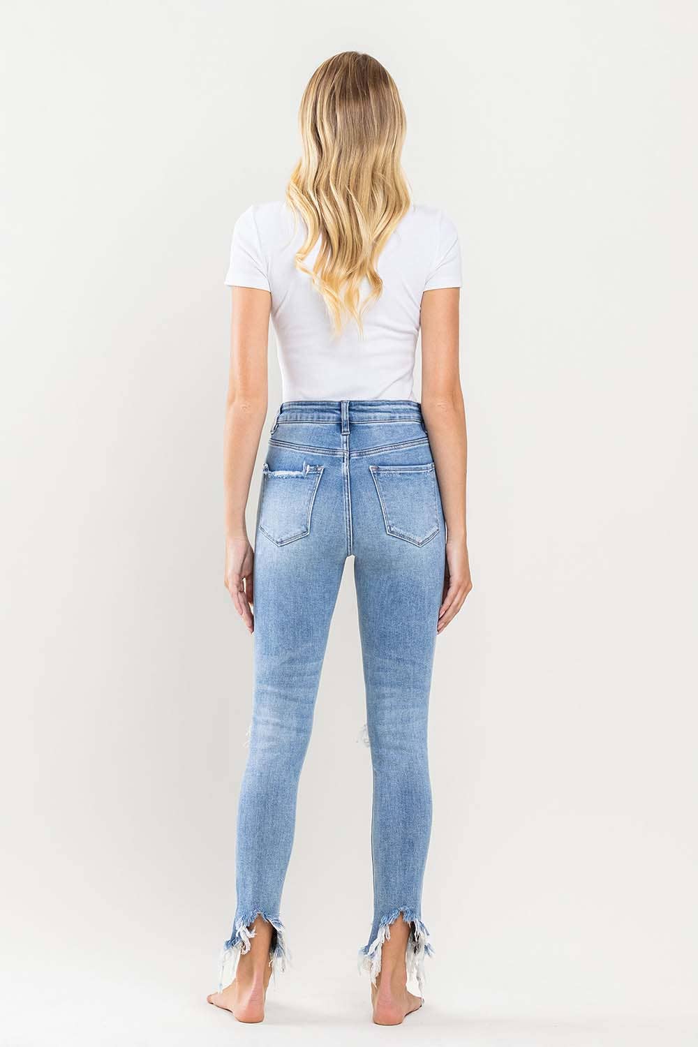 VERVET by FLYING MONKEY - HIGH RISE DISTRESSED BUTTON UP SKINNY JEANS V2844