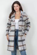 Veracci - Oversized Woolen Plaid Coat / Jacket with detachable Hood