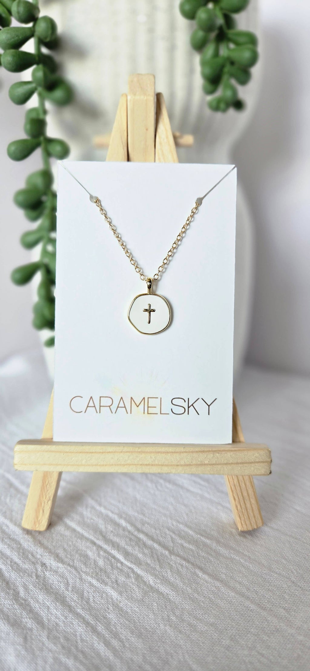 Caramel Sky - 18K Gold Plated Cross Pendant Necklace, Christian Jewelry