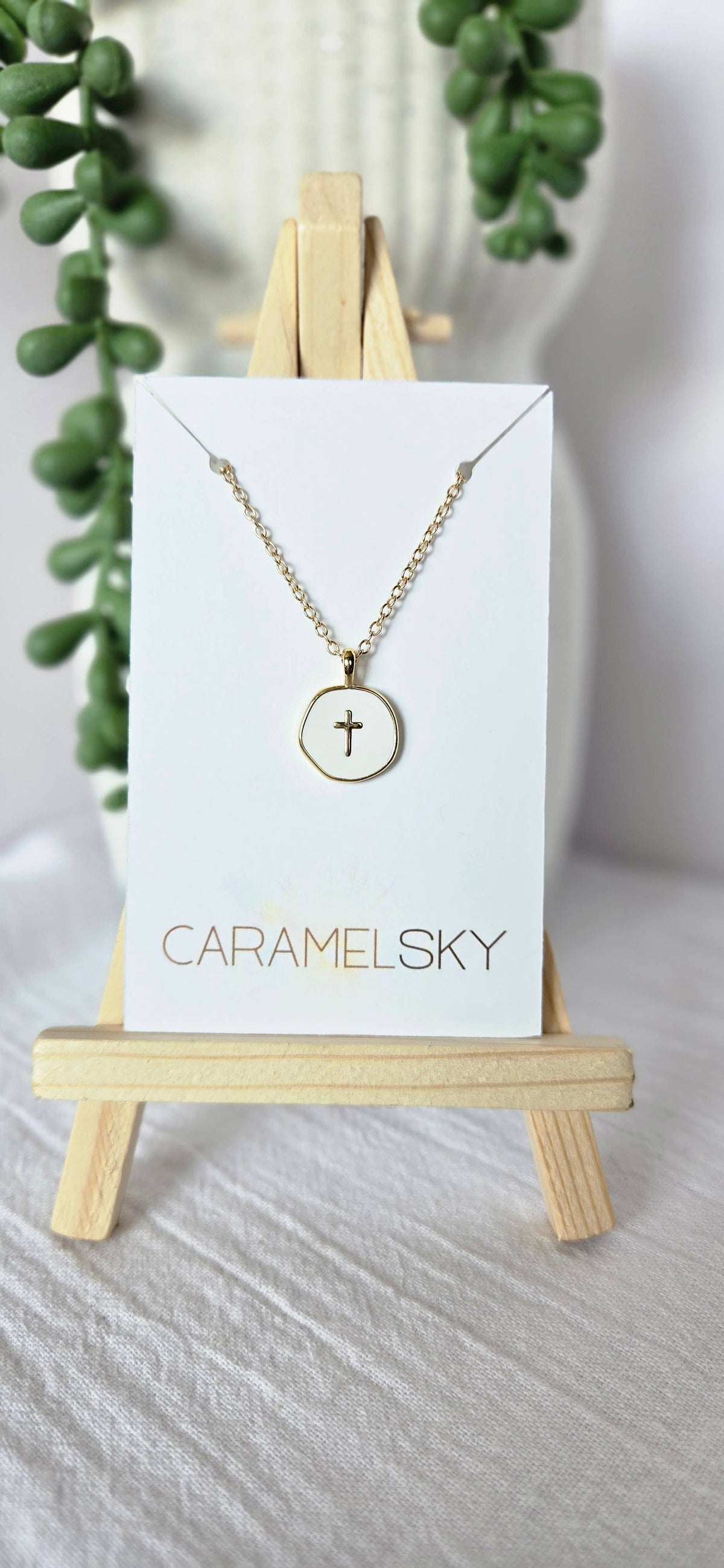 Caramel Sky - 18K Gold Plated Cross Pendant Necklace, Christian Jewelry