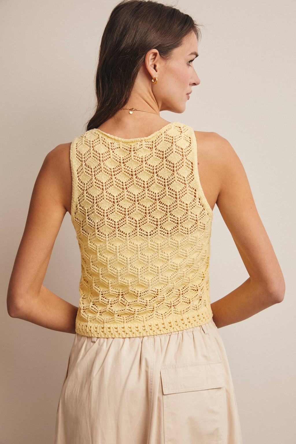 Forte - Sleeveless Crochet Knit Tank Top FSW0048