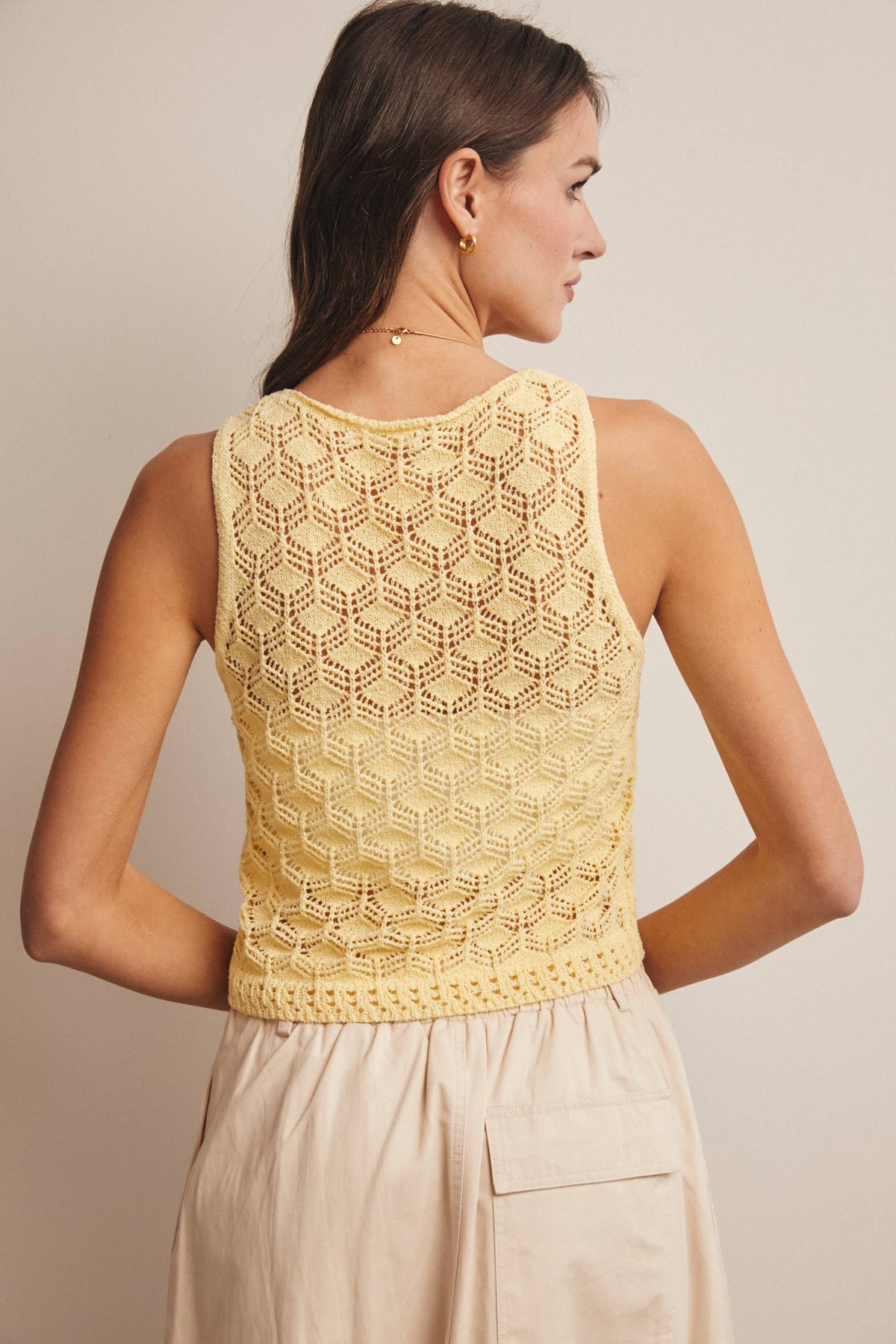 Forte - Sleeveless Crochet Knit Tank Top FSW0048