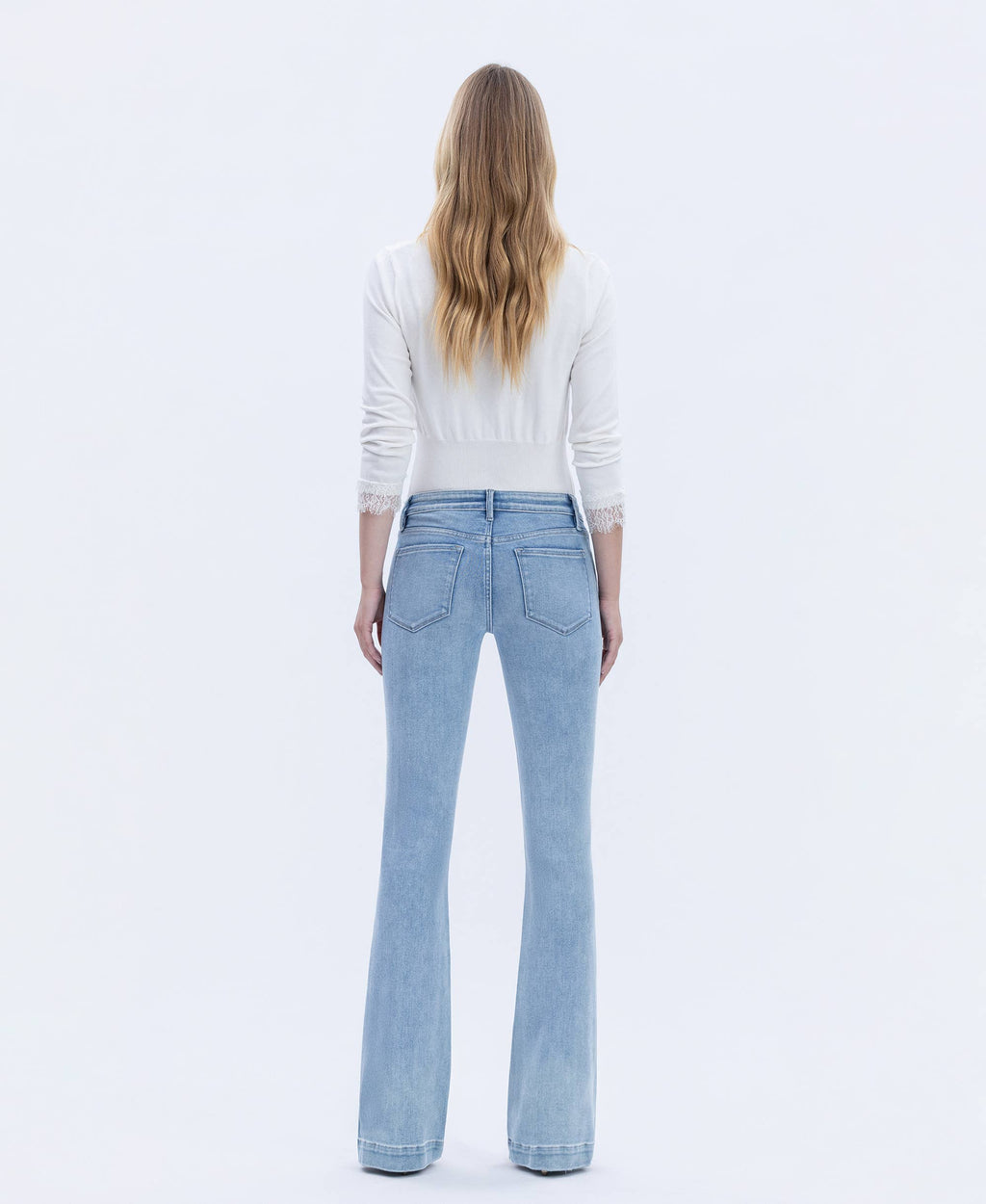 VERVET by FLYING MONKEY - MID RISE TROUSER HEM BOOTCUT JEANS T6243
