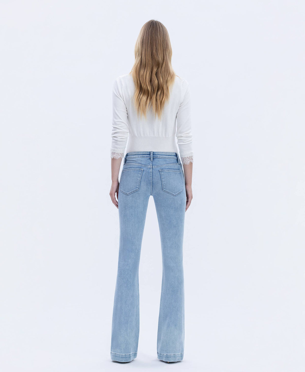 VERVET by FLYING MONKEY - MID RISE TROUSER HEM BOOTCUT JEANS T6243
