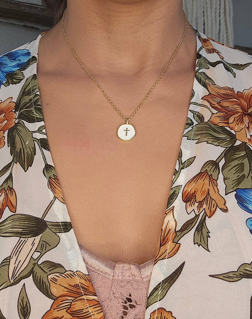Caramel Sky - 18K Gold Plated Cross Pendant Necklace, Christian Jewelry