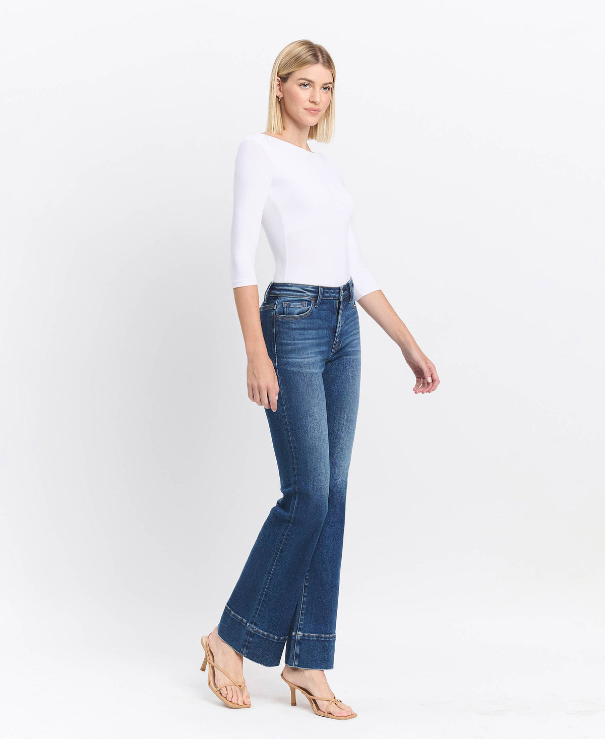 VERVET by FLYING MONKEY - HIGH RISE TROUSER HEM BOOTCUT JEANS T6641