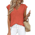 Suhkasana - V Neck Knit Sweater Vest Sleeveless Loose Summer Top