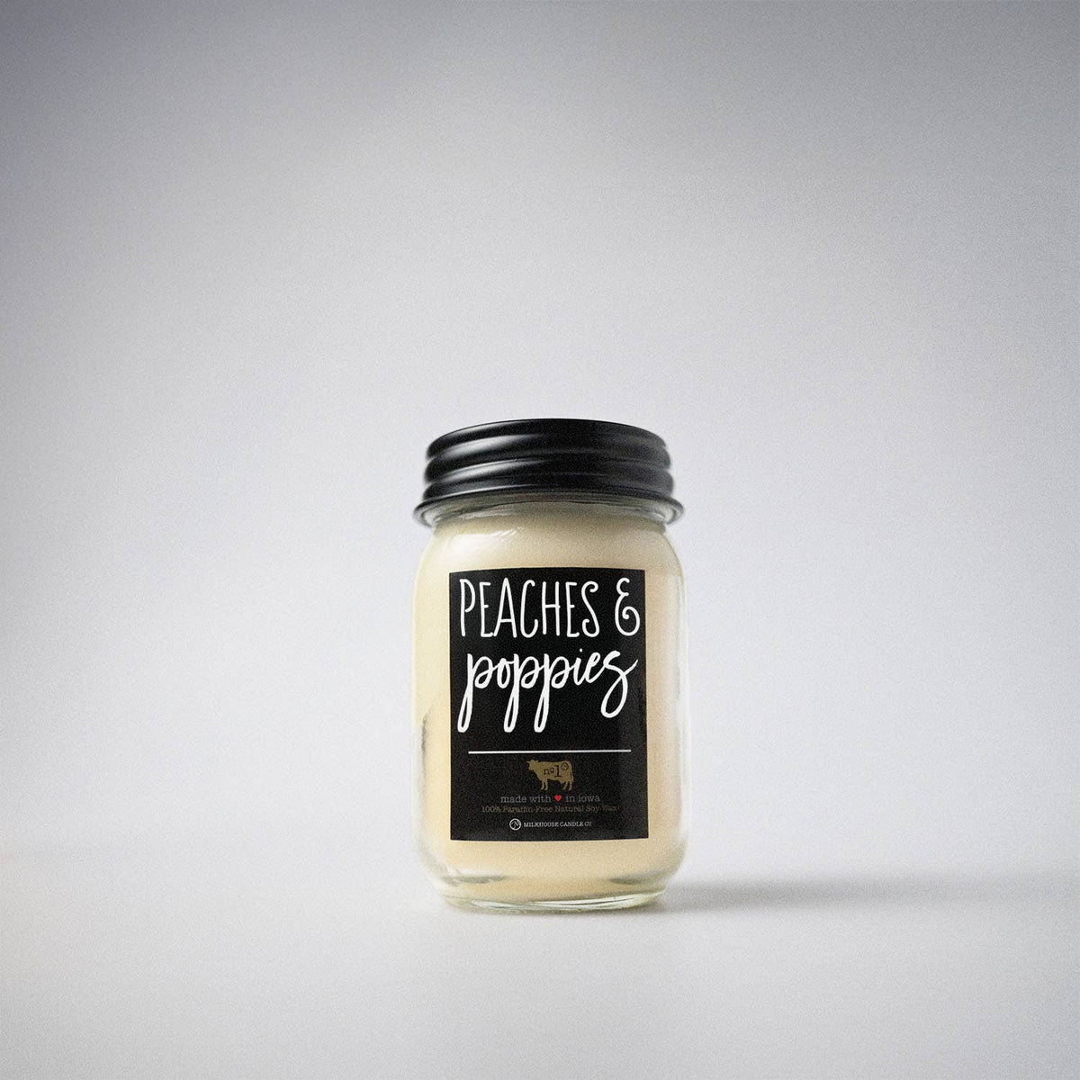 Milkhouse Candle Company - 13 oz Mason Jar Candle: Peaches & Poppies