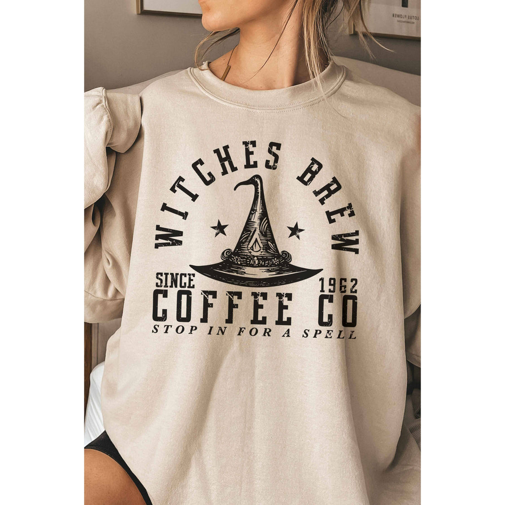 A. BLUSH CO - WITCHES BREW COFFEE CO Halloween Graphic Sweatshirt