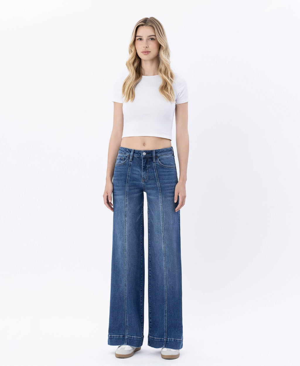 Lovervet by VERVET - HIGH RISE TROUSER HEM WIDE LEG JEANS LV1753