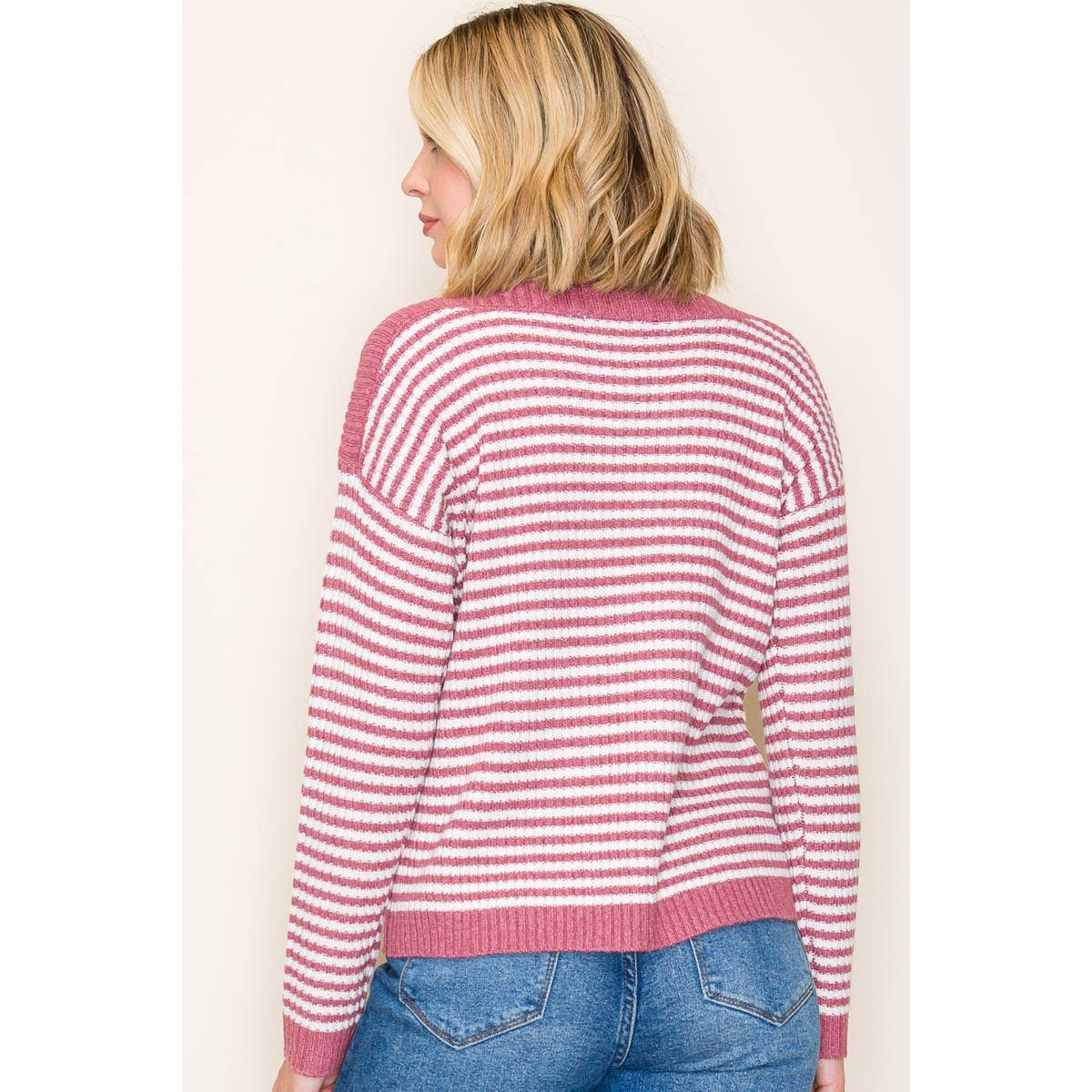 STACCATO - BOAT NECK PULLOVER SWEATER - IVORY/TAUPE