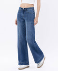 Lovervet by VERVET - HIGH RISE TROUSER HEM WIDE LEG JEANS LV1753