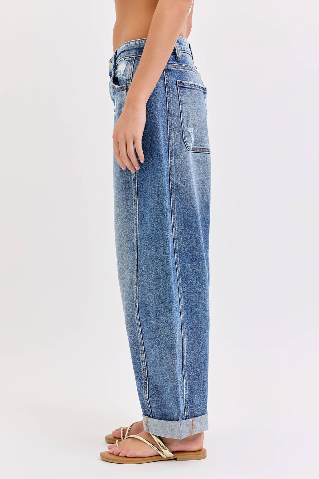 Cello Jeans - Mid Waist Barrel Leg with Rolled Cuff [WV79873BR-M]