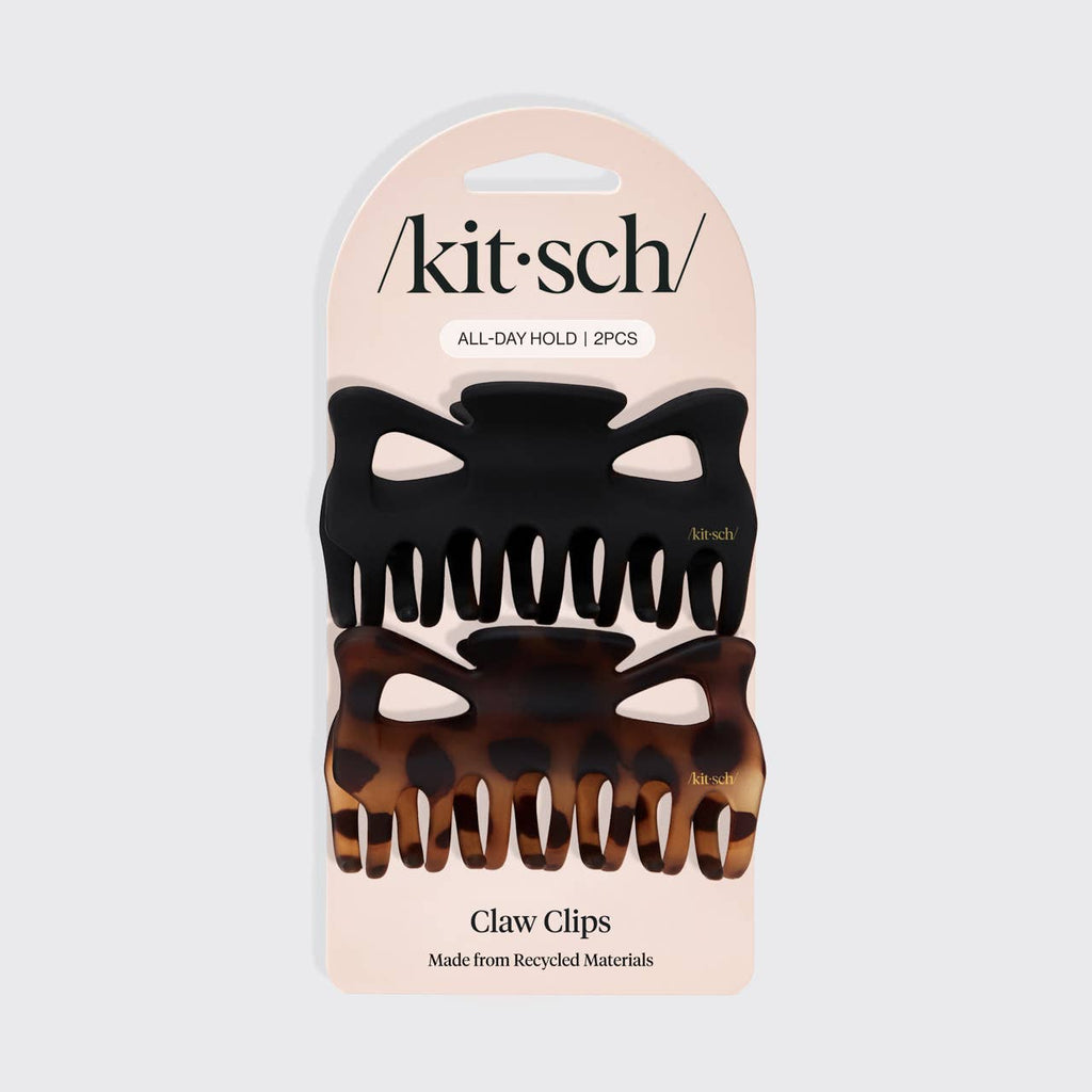 KITSCH - Recycled Plastic Large Claw Clip 2pc Set - Black & Tort