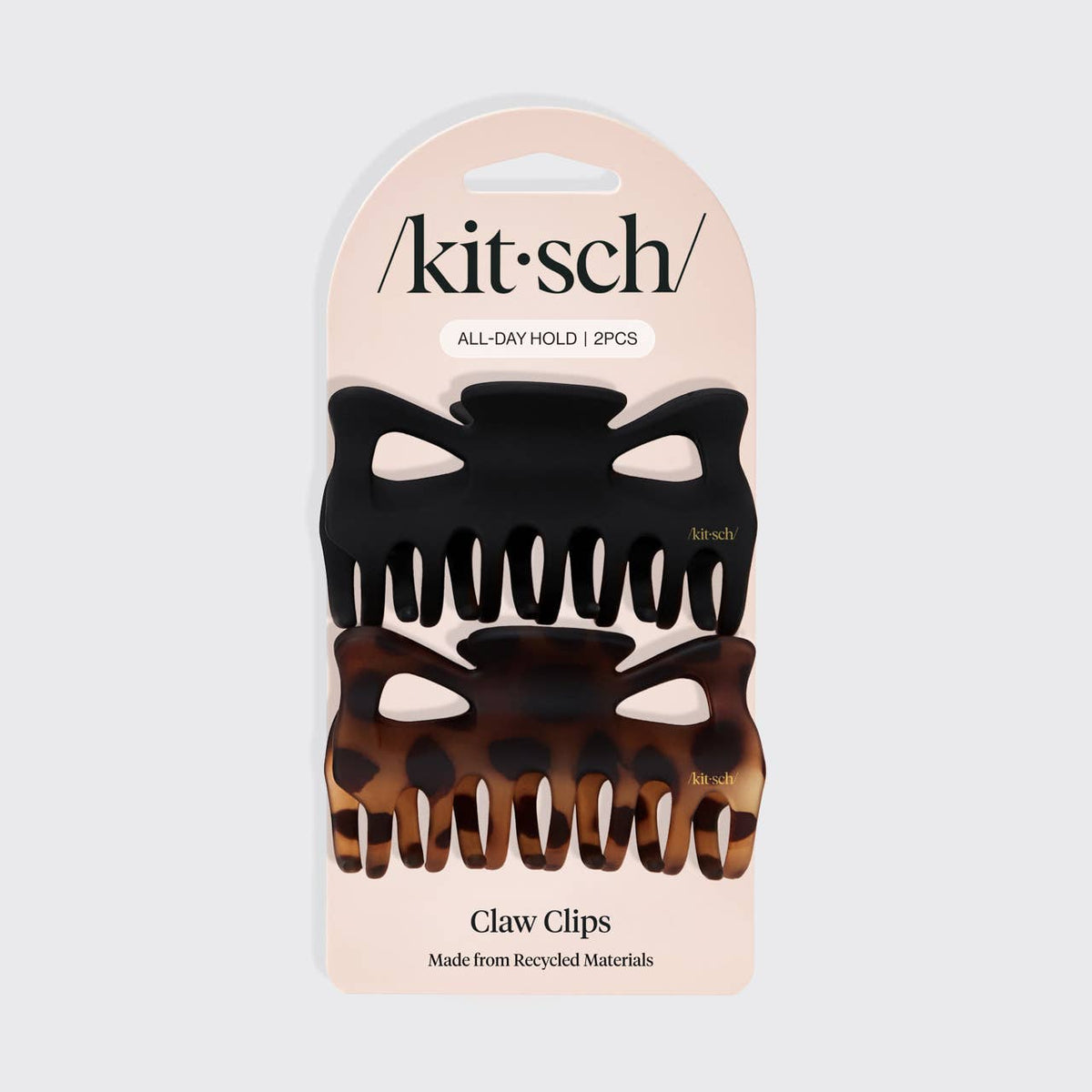 KITSCH - Recycled Plastic Large Claw Clip 2pc Set - Black & Tort