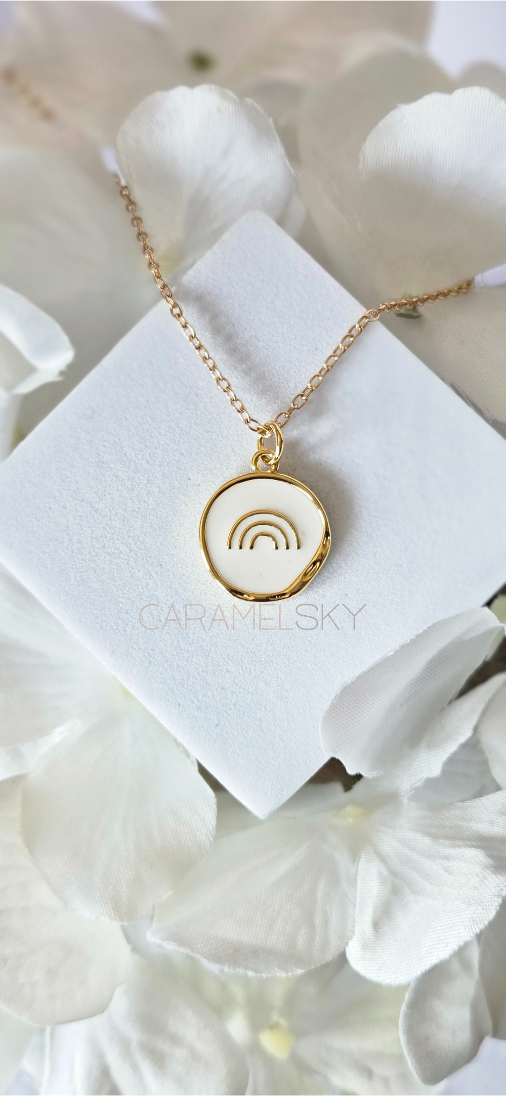 Caramel Sky - 18K Gold Plated Rainbow Pendant Necklace, Christian Jewelry