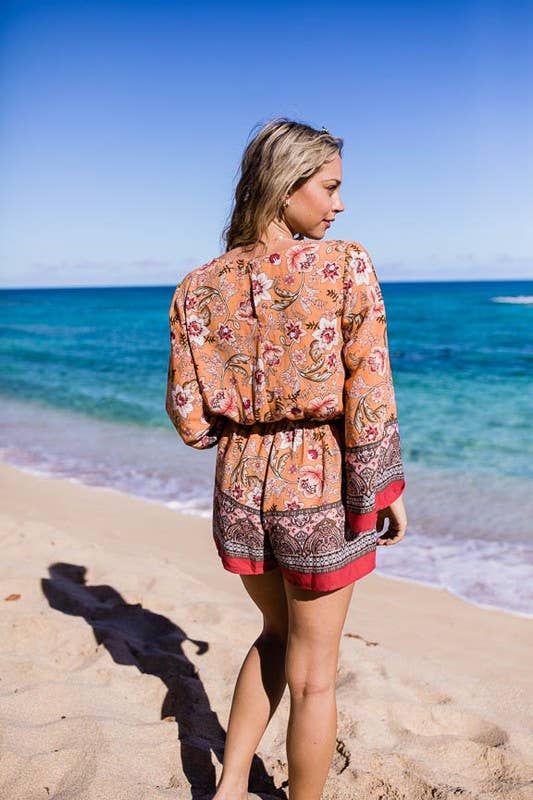 TIMING - Boho Floral Print Summer Romper