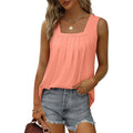 Suhkasana - Square Neck Pleated Sleeveless Flowy Tank Top