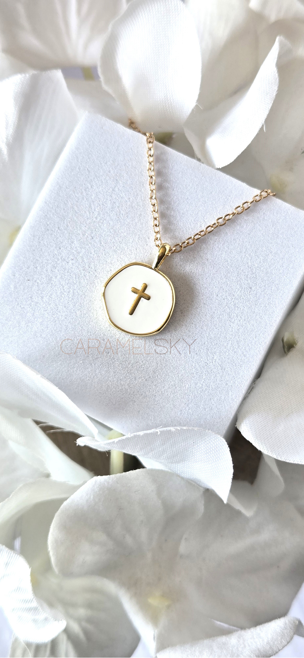 Caramel Sky - 18K Gold Plated Cross Pendant Necklace, Christian Jewelry