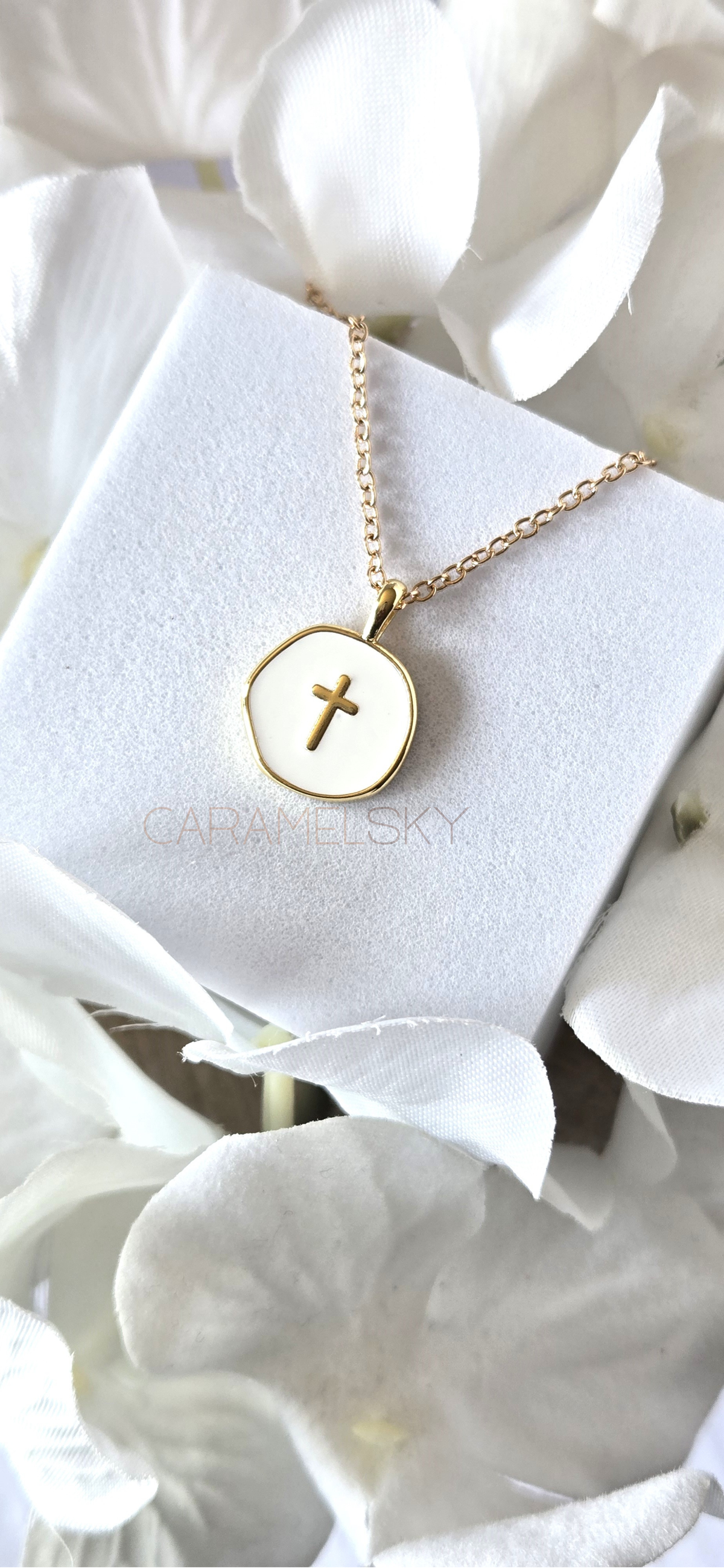 Caramel Sky - 18K Gold Plated Cross Pendant Necklace, Christian Jewelry