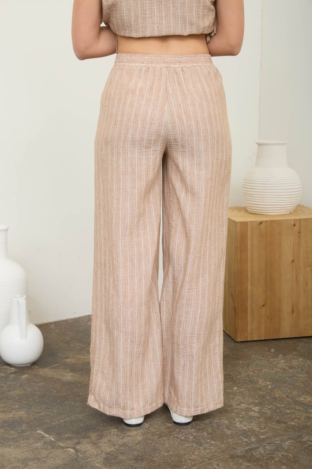 Blu Pepper - STRIPE LINEN DRAWSTRING LOUNGE PANTS