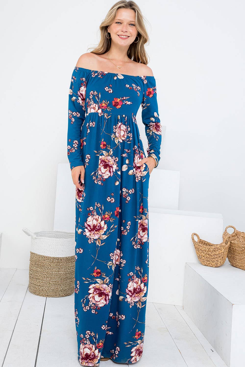 Sweet Lovely by Jen - SD5367 OFF SHOULDER MAXI DRESS