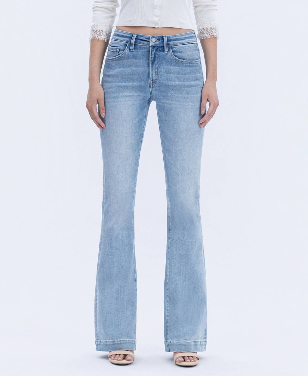 VERVET by FLYING MONKEY - MID RISE TROUSER HEM BOOTCUT JEANS T6243