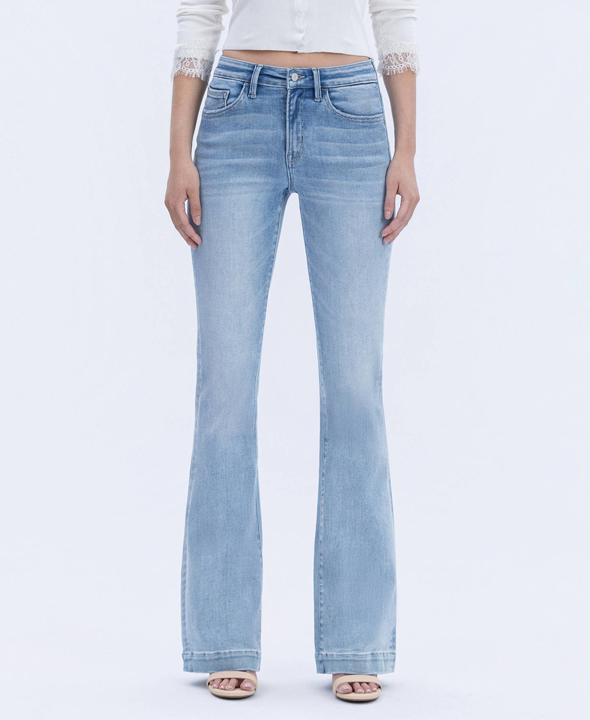 VERVET by FLYING MONKEY - MID RISE TROUSER HEM BOOTCUT JEANS T6243