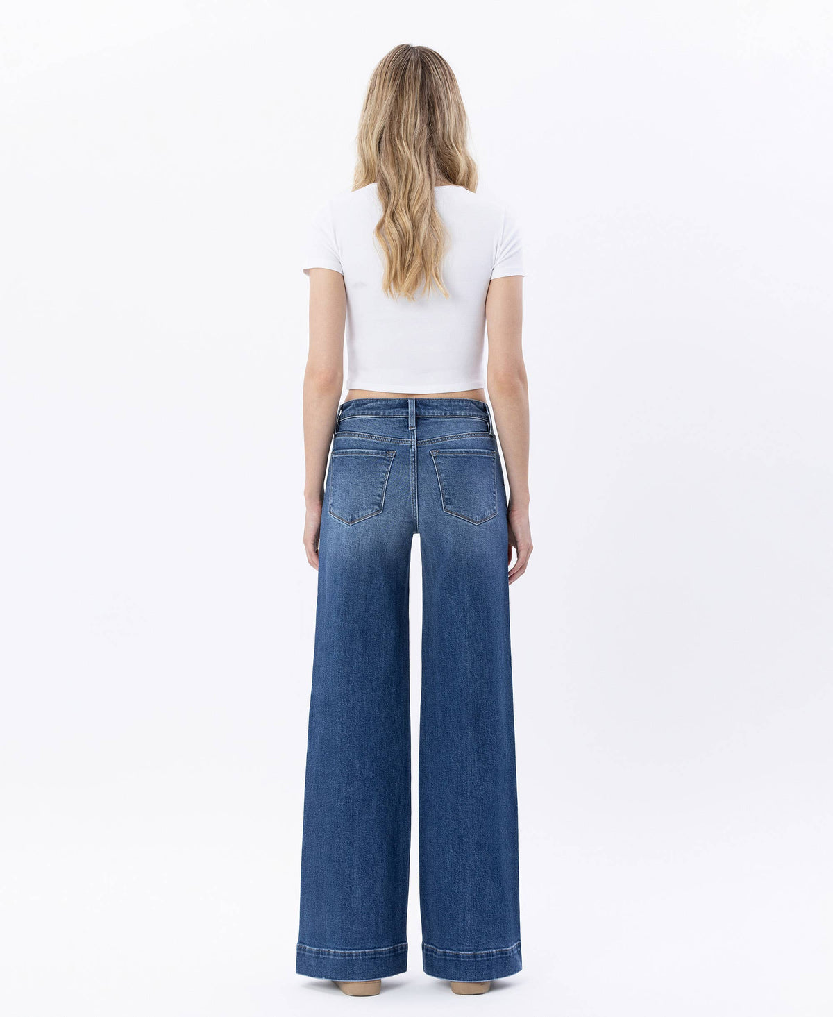 Lovervet by VERVET - HIGH RISE TROUSER HEM WIDE LEG JEANS LV1753